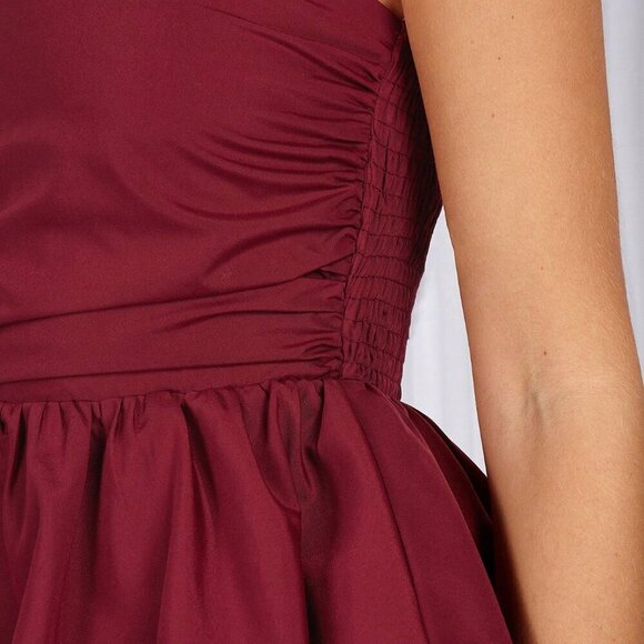 Burgundy Casual Womens tube top ruffled hem Top - Picture 7 of 7